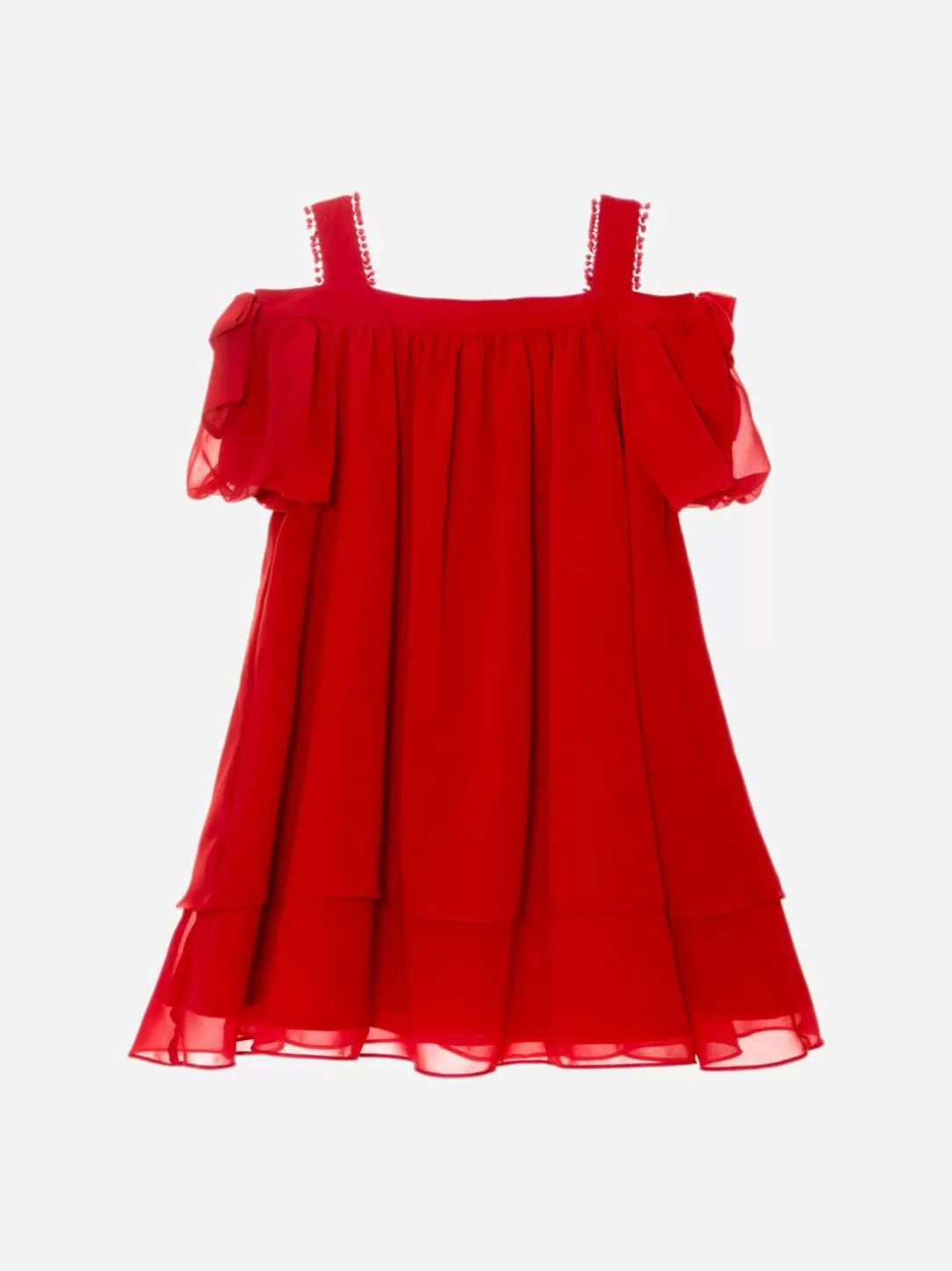 Girl Patachou Red Chiffon Girls Dress