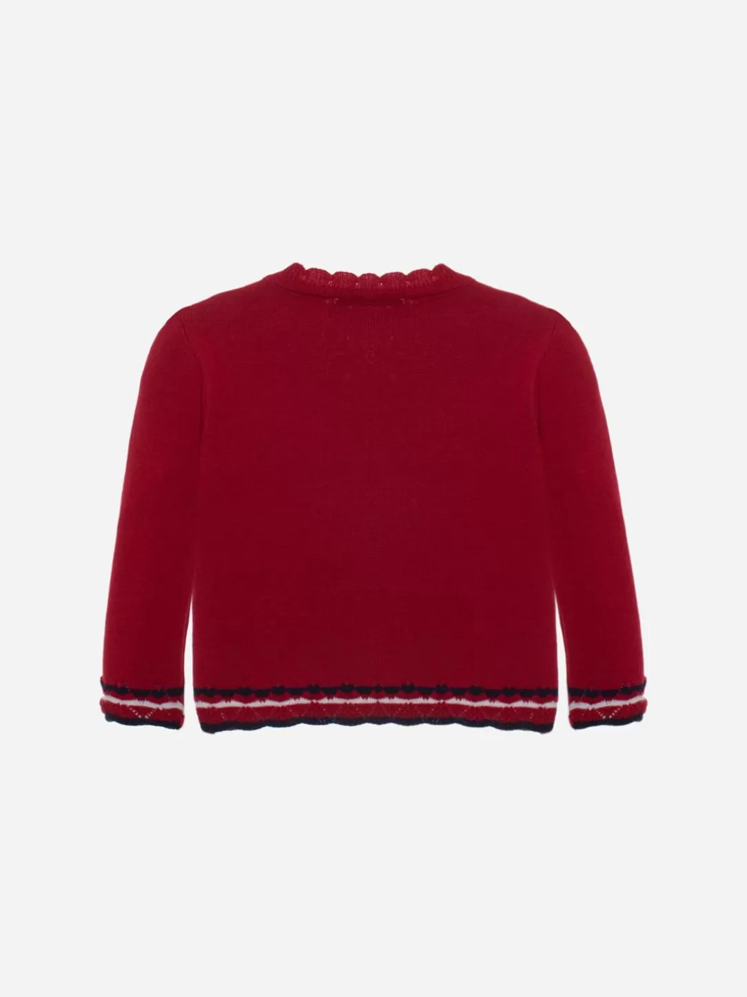 Baby Patachou Red Knitted Sweater With An Embroidered Bear