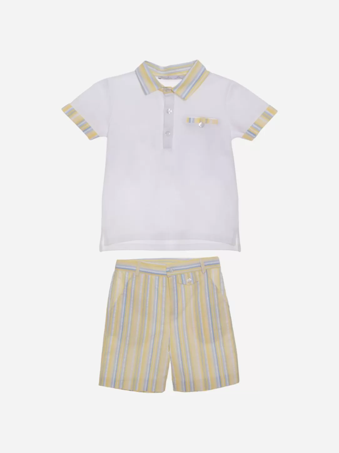 Boy Patachou Set Of Yellow Striped Shorts