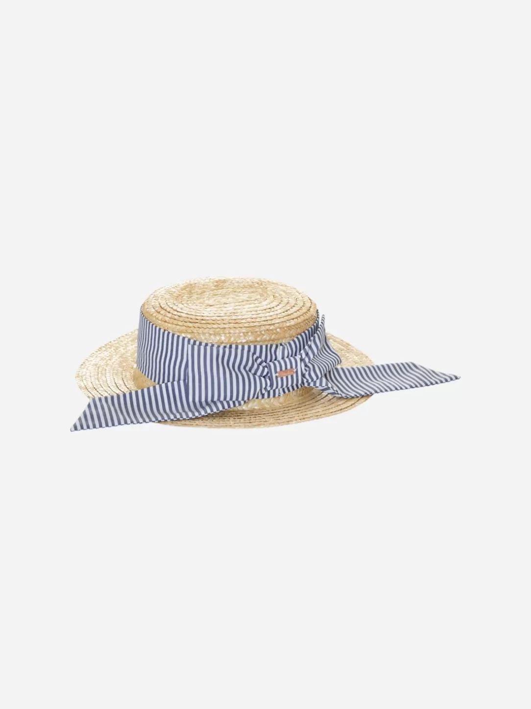 Girl Patachou Straw Hat With Printed Bow