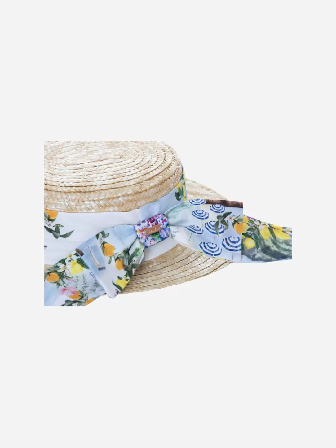 Girl Patachou Straw Hat With Printed Bow