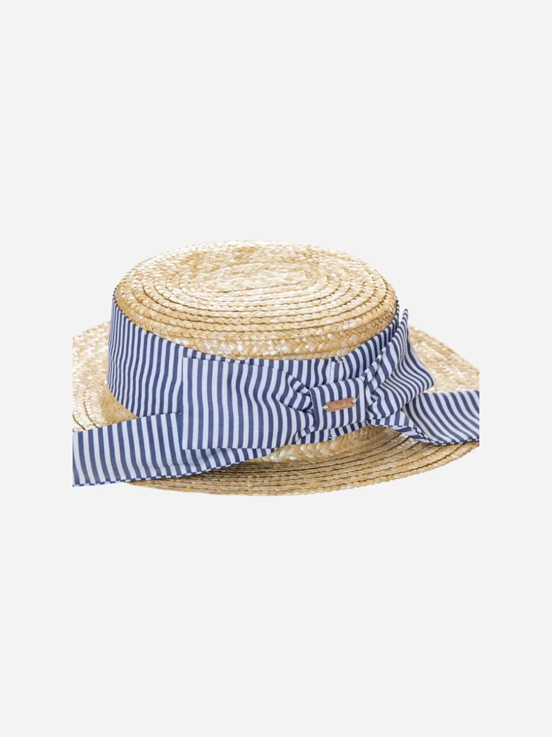 Girl Patachou Straw Hat With Printed Bow