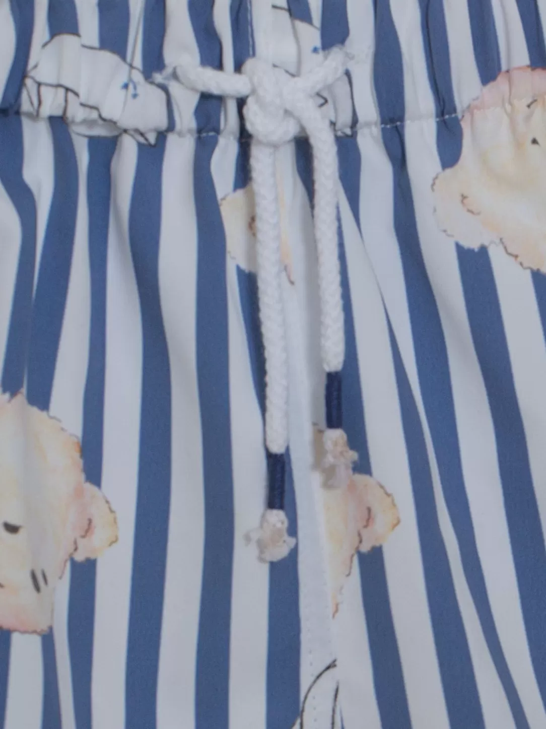Baby Patachou Swim Shorts With Teddy Bear Print And Blue Stripes