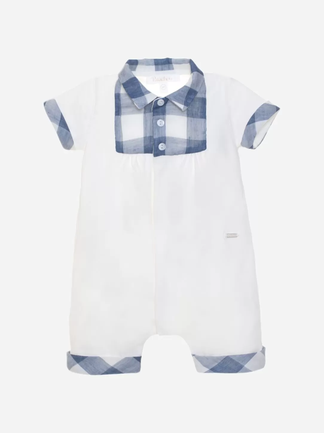 Baby Patachou White And Blue Check Romper