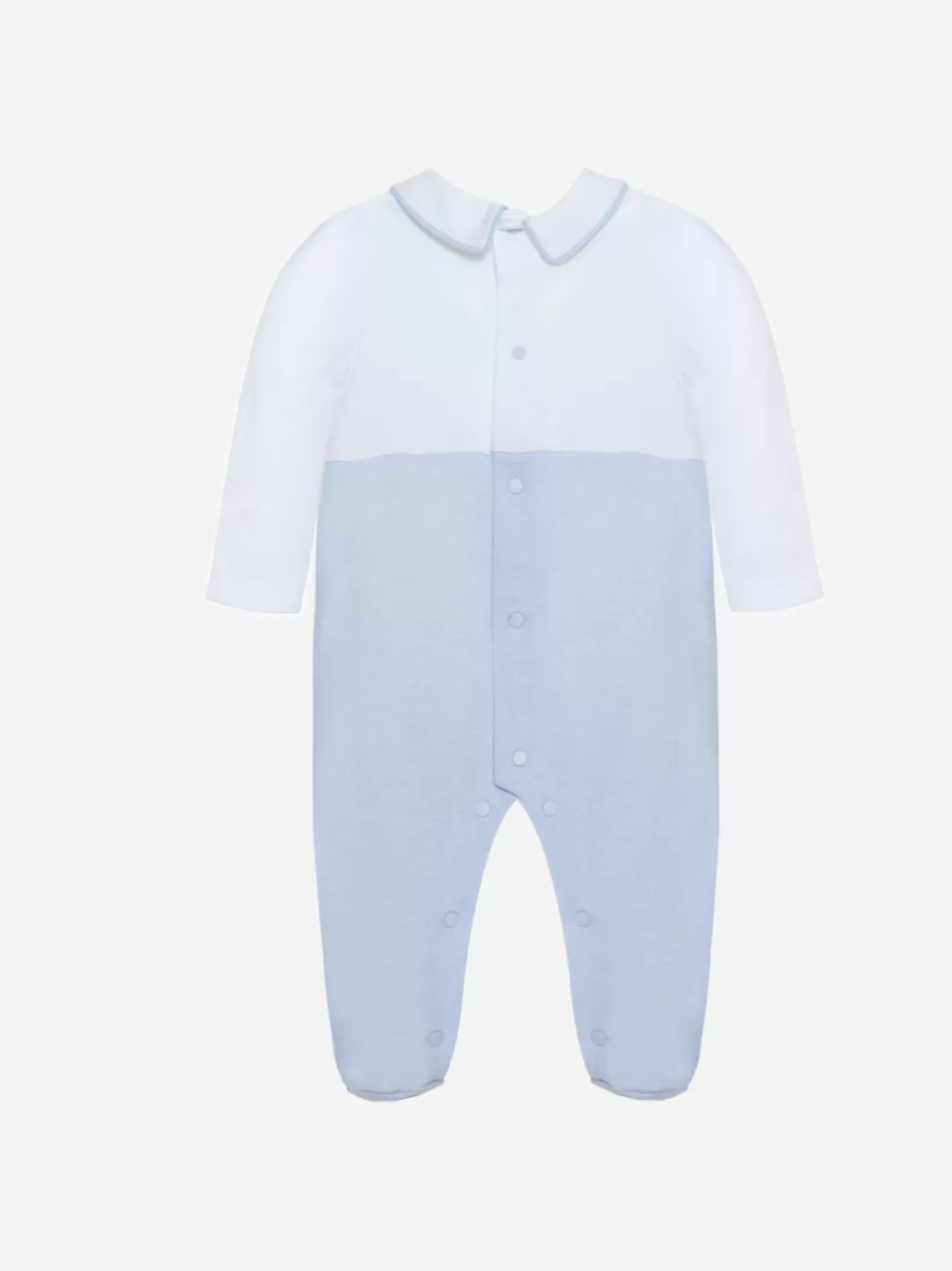 Baby Patachou White And Blue Jersey Babygrow