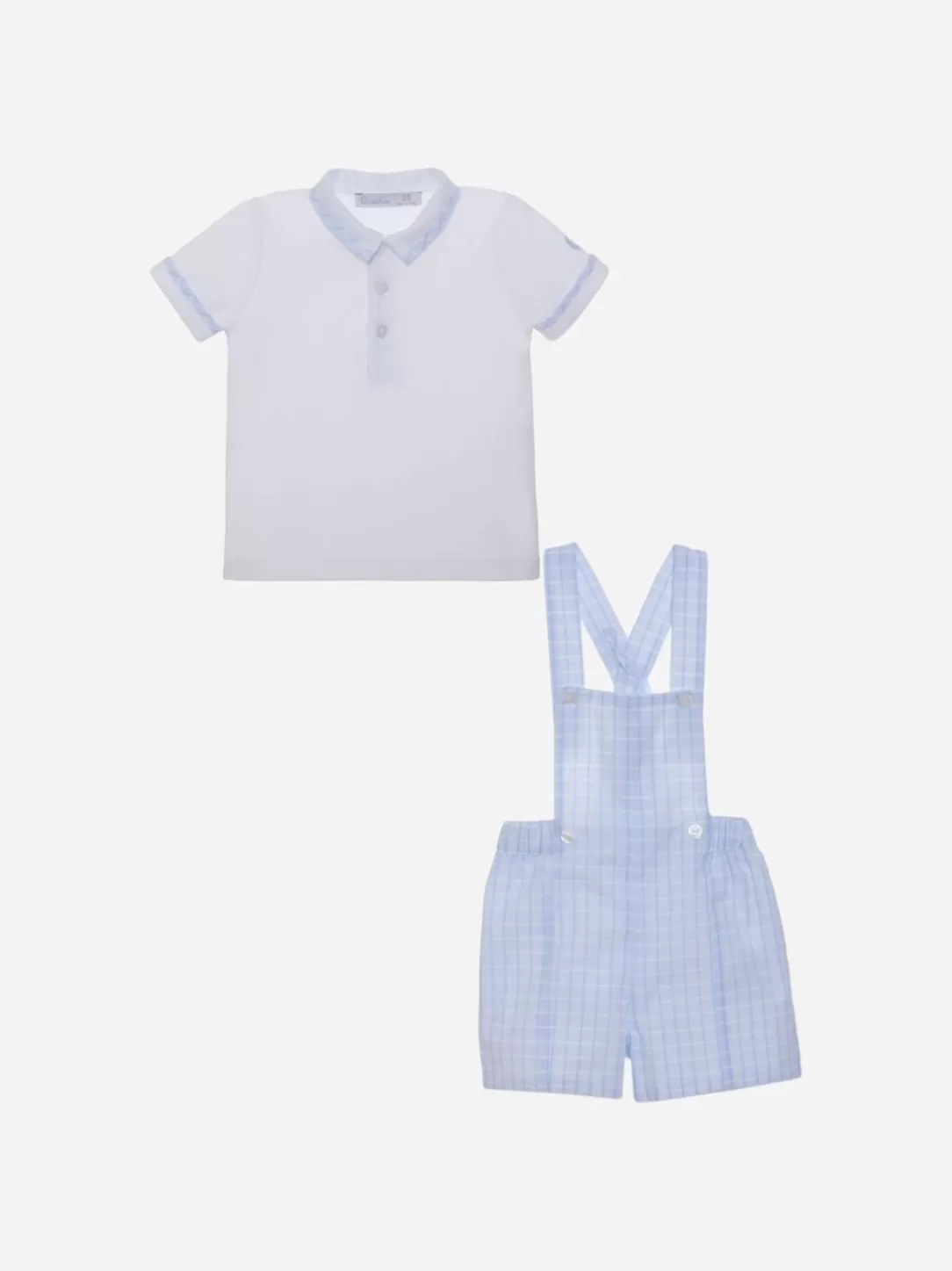 Boy Patachou White And Blue Plaid Set