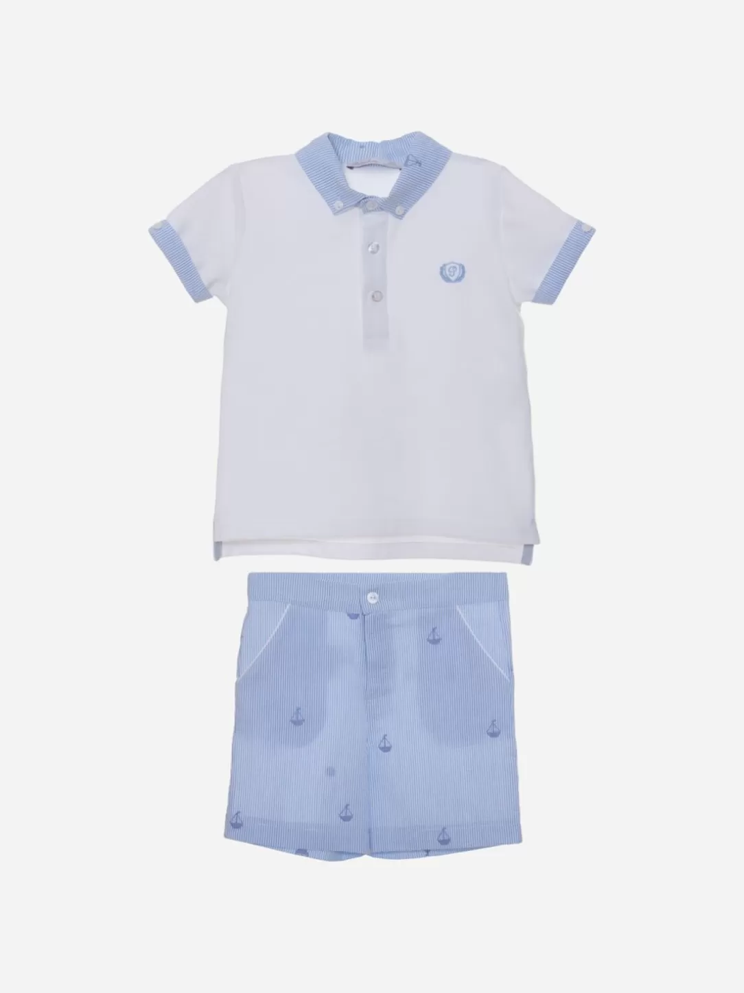 Boy Patachou White And Blue Set With Micro Print