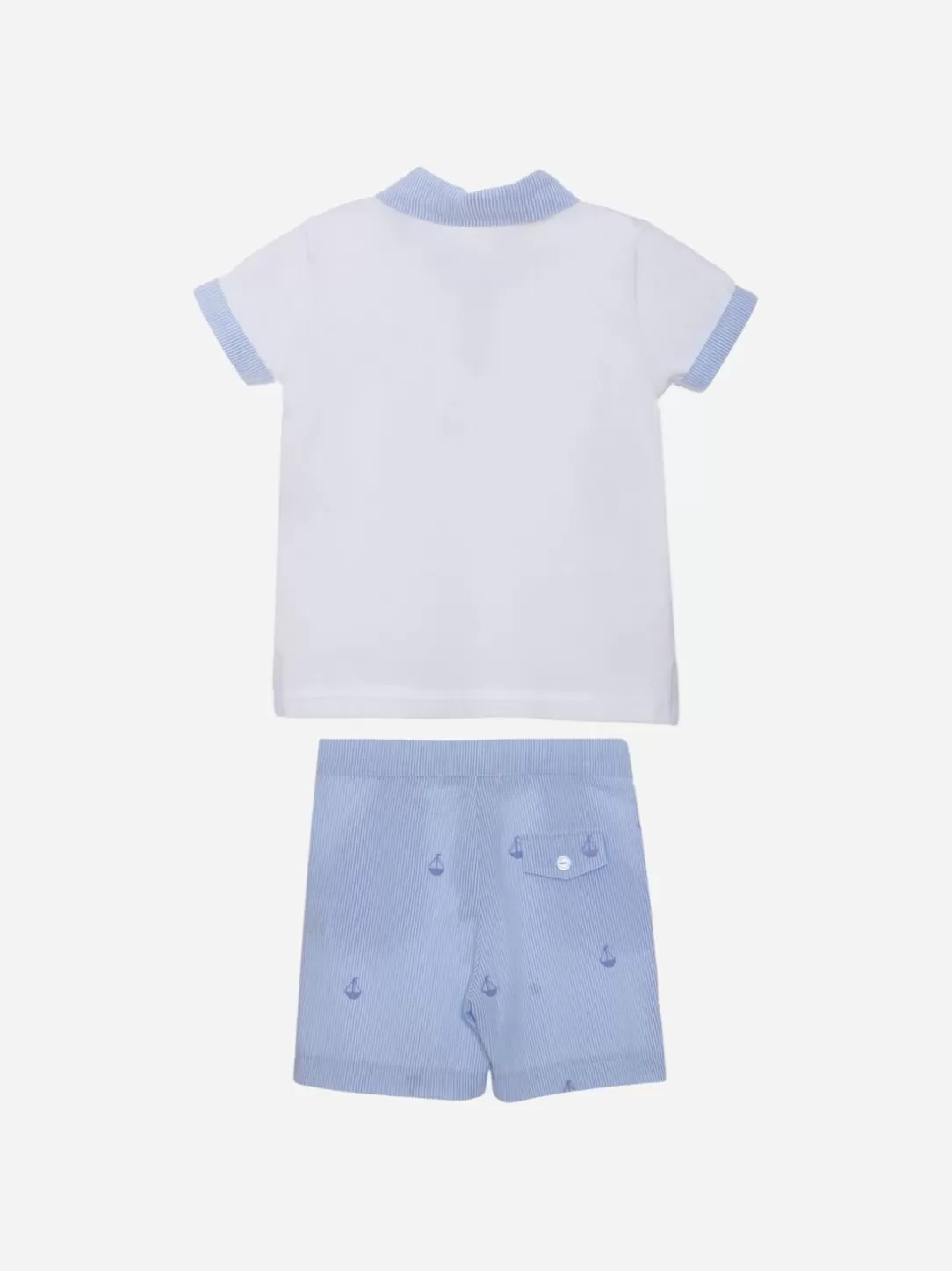 Boy Patachou White And Blue Set With Micro Print