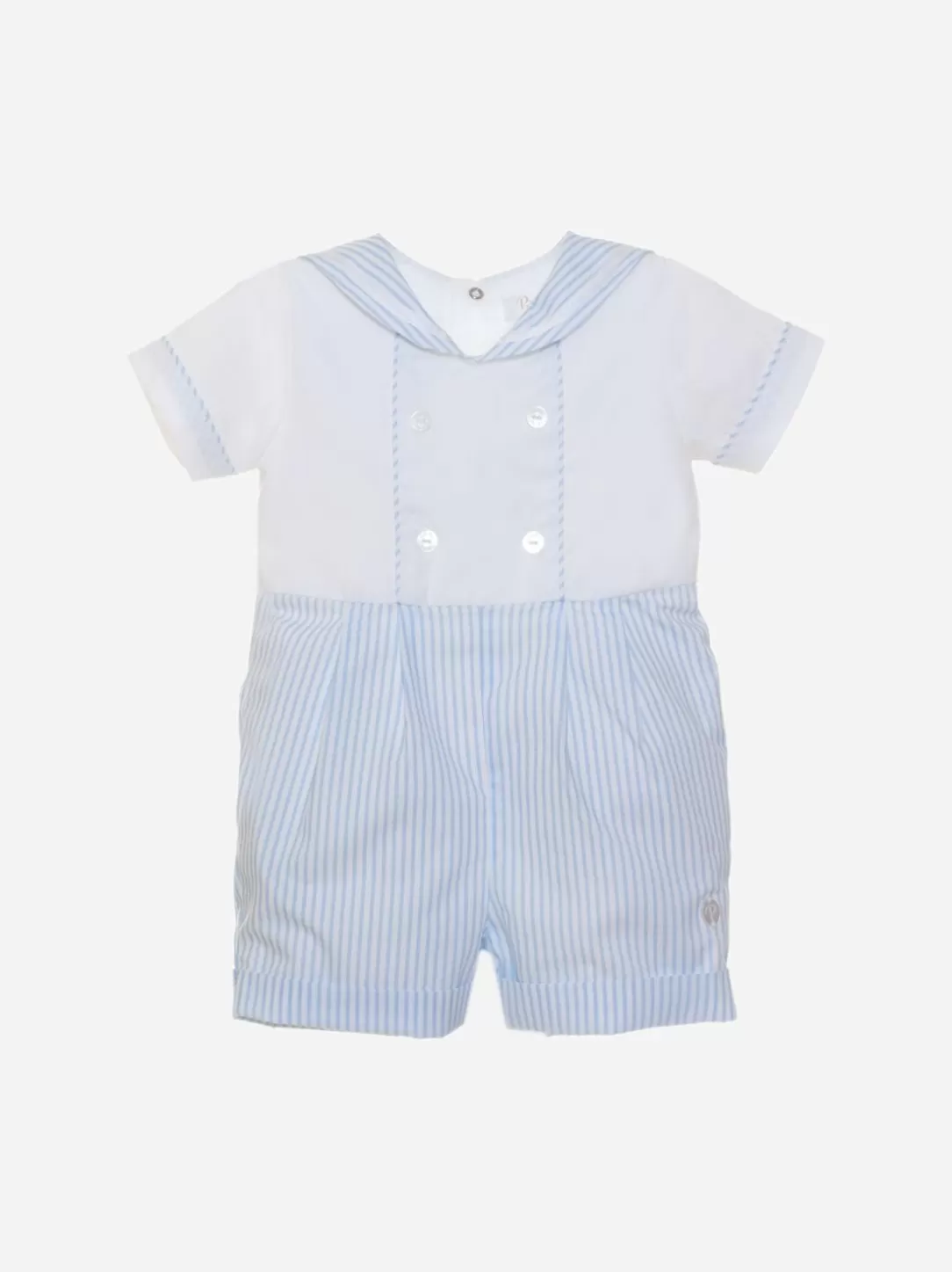 Baby Patachou White And Blue Striped Jumpsuit