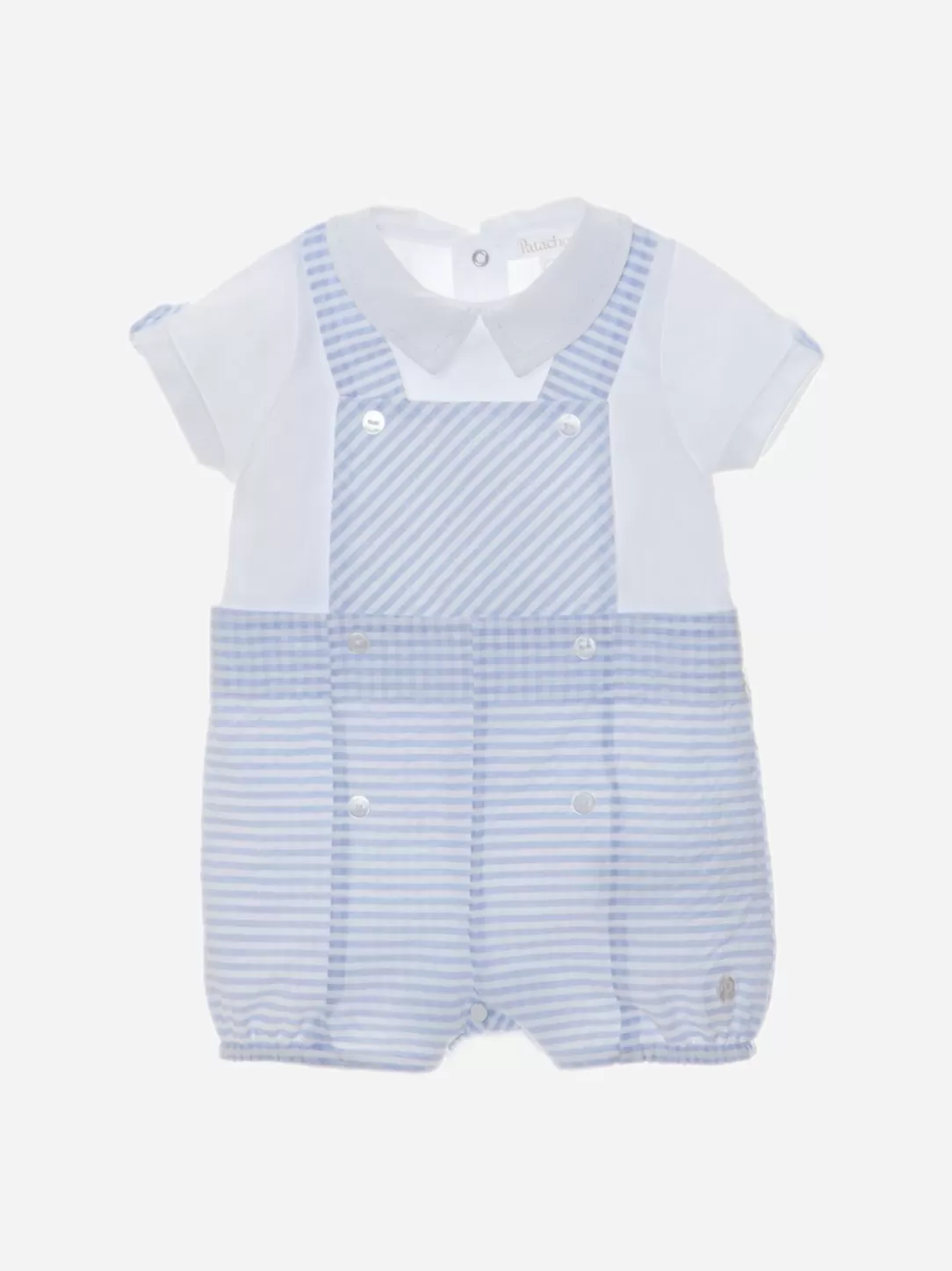 Baby Patachou White And Blue Stripes Babygrow