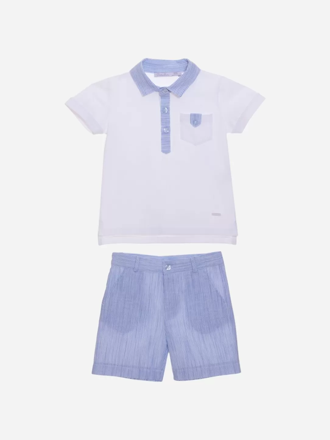 Baby Patachou White And Blue T-Shirt And Shorts Set