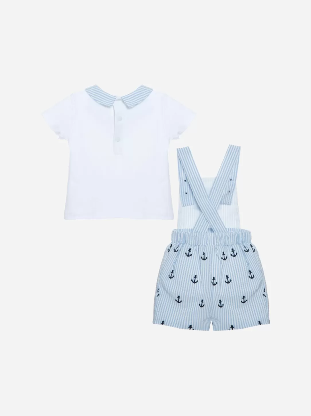 Baby Patachou White And Emroidered Stripes Set