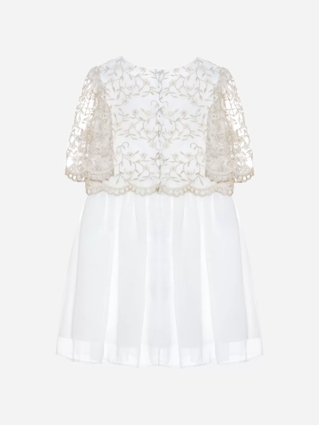 Girl Patachou White And Gold Embroidered Dress