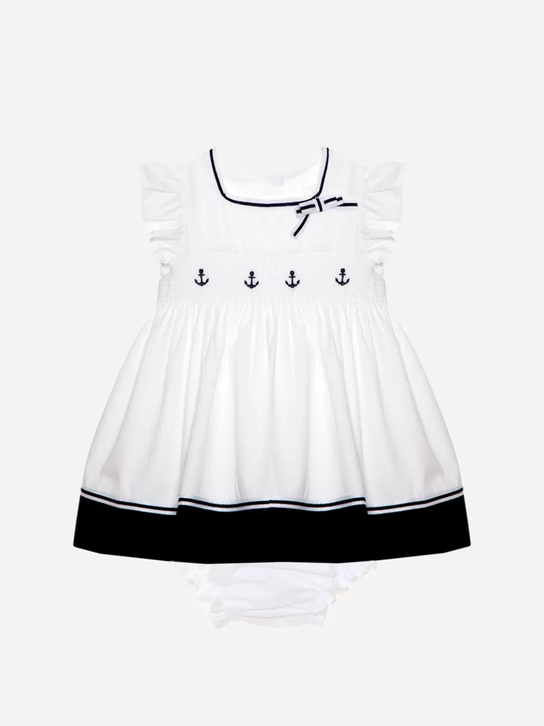 Baby Patachou White And Marine Dress