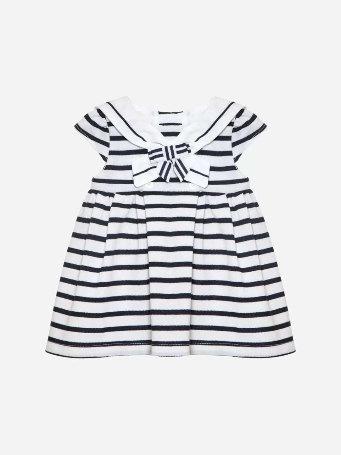 Baby Patachou White And Marine Stripes Dress