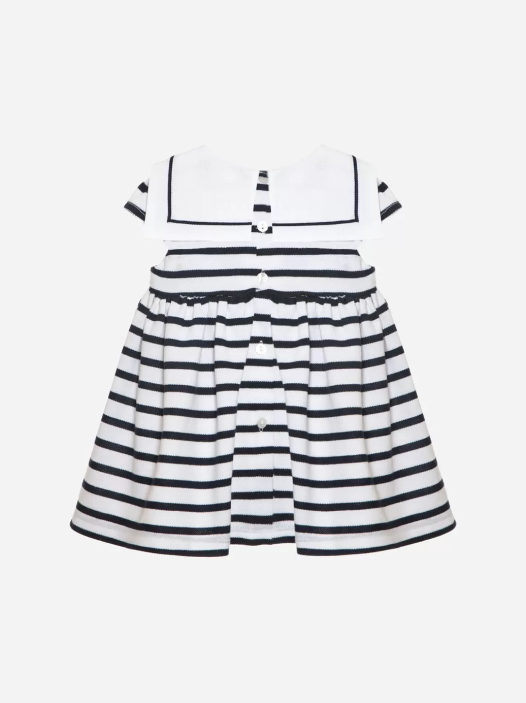 Baby Patachou White And Marine Stripes Dress