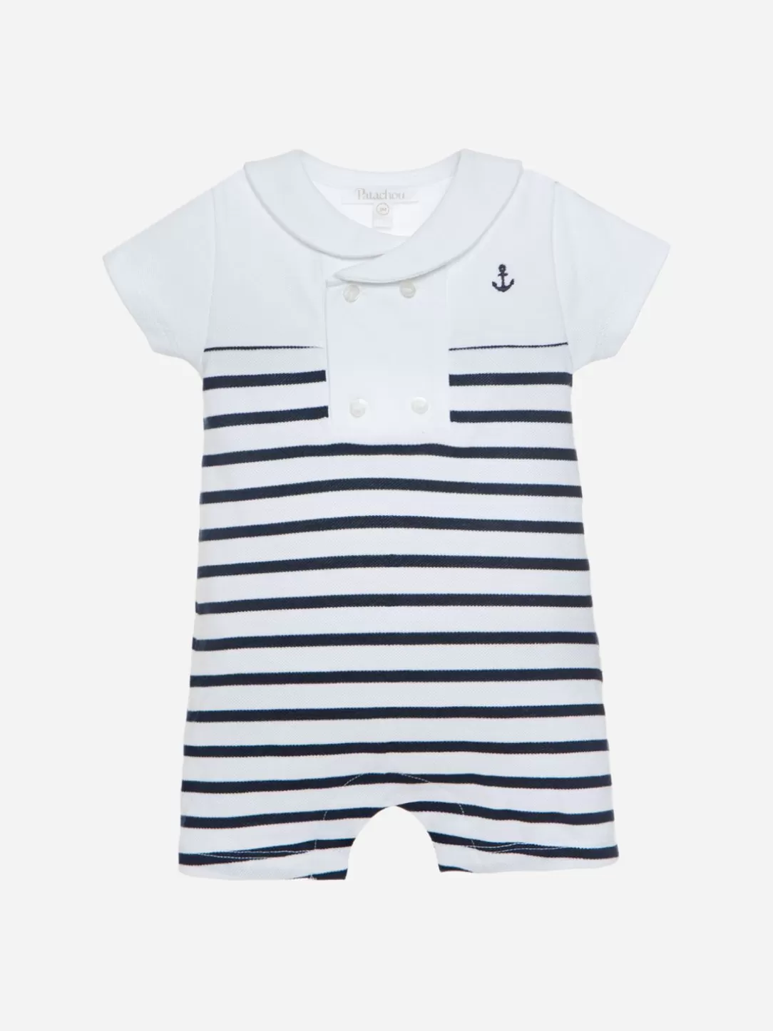 Baby Patachou White And Marine Stripes Romper