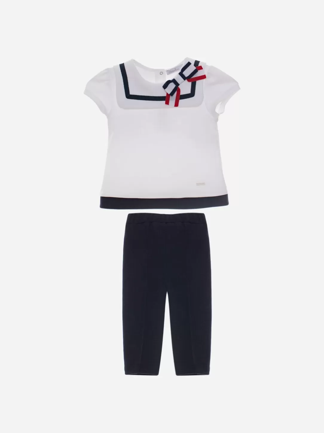 Baby Patachou White And Navy Blue Girls Set