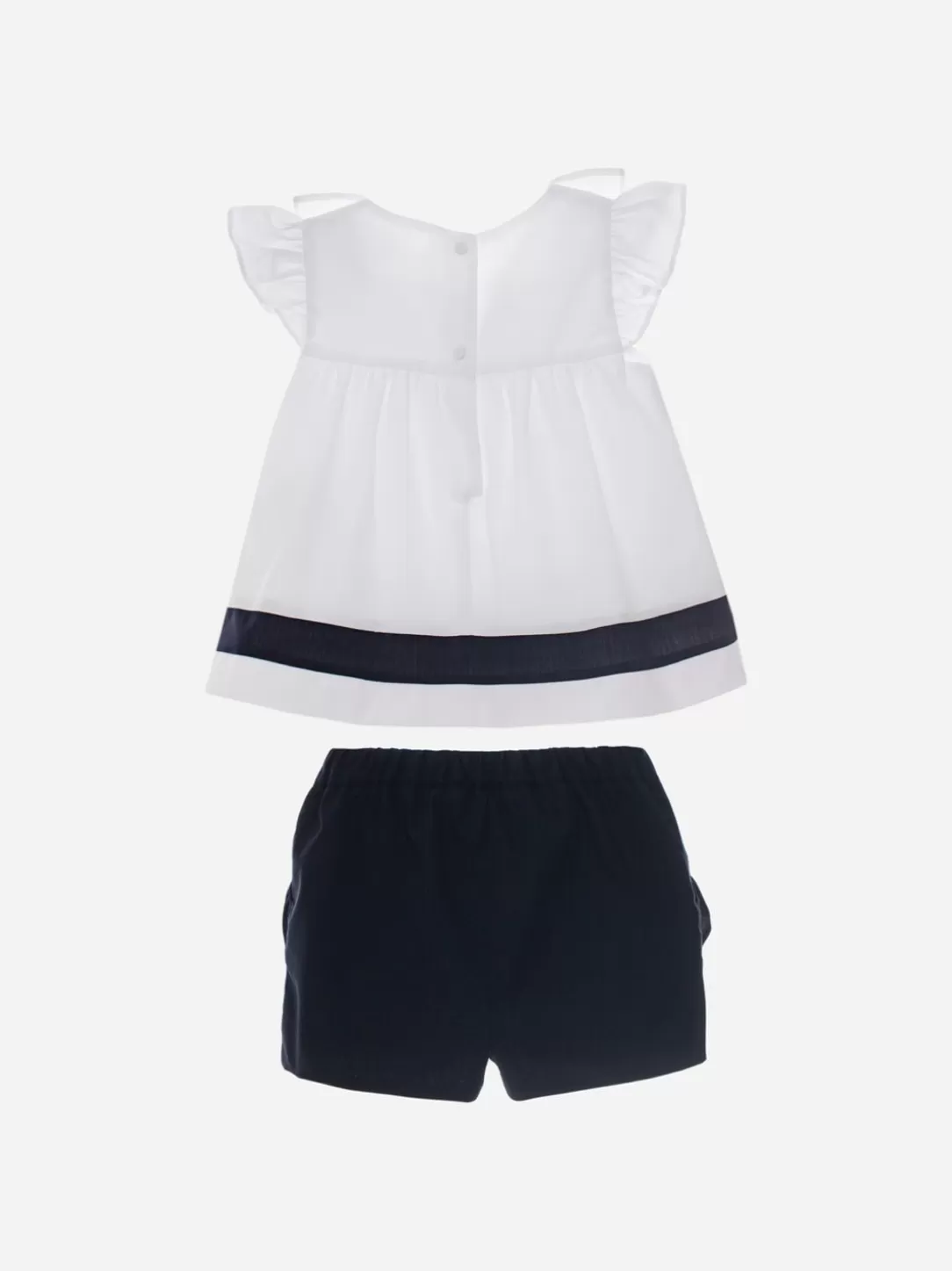 Baby Patachou White And Navy Blue Girls Set