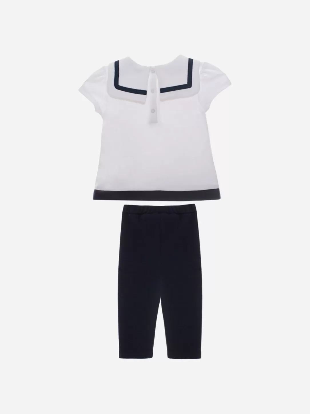 Baby Patachou White And Navy Blue Girls Set