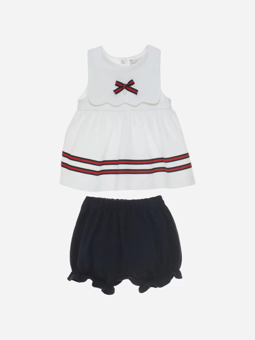 Baby Patachou White And Navy Set In Pique Jersey