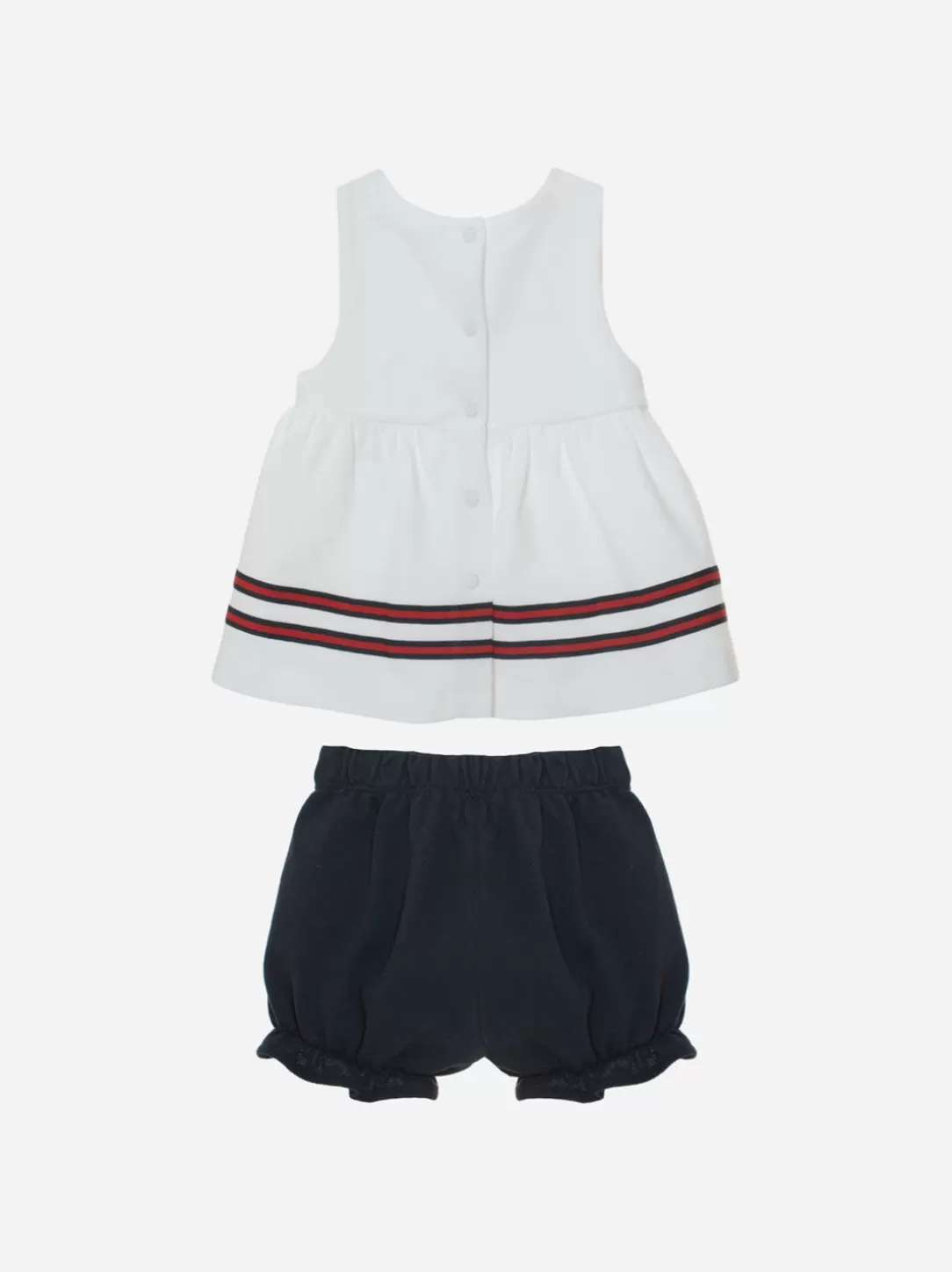 Baby Patachou White And Navy Set In Pique Jersey