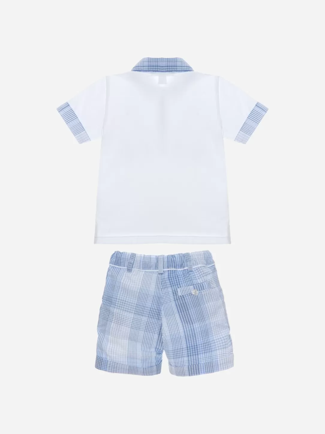 Baby Patachou White And Pale Blue Check Set