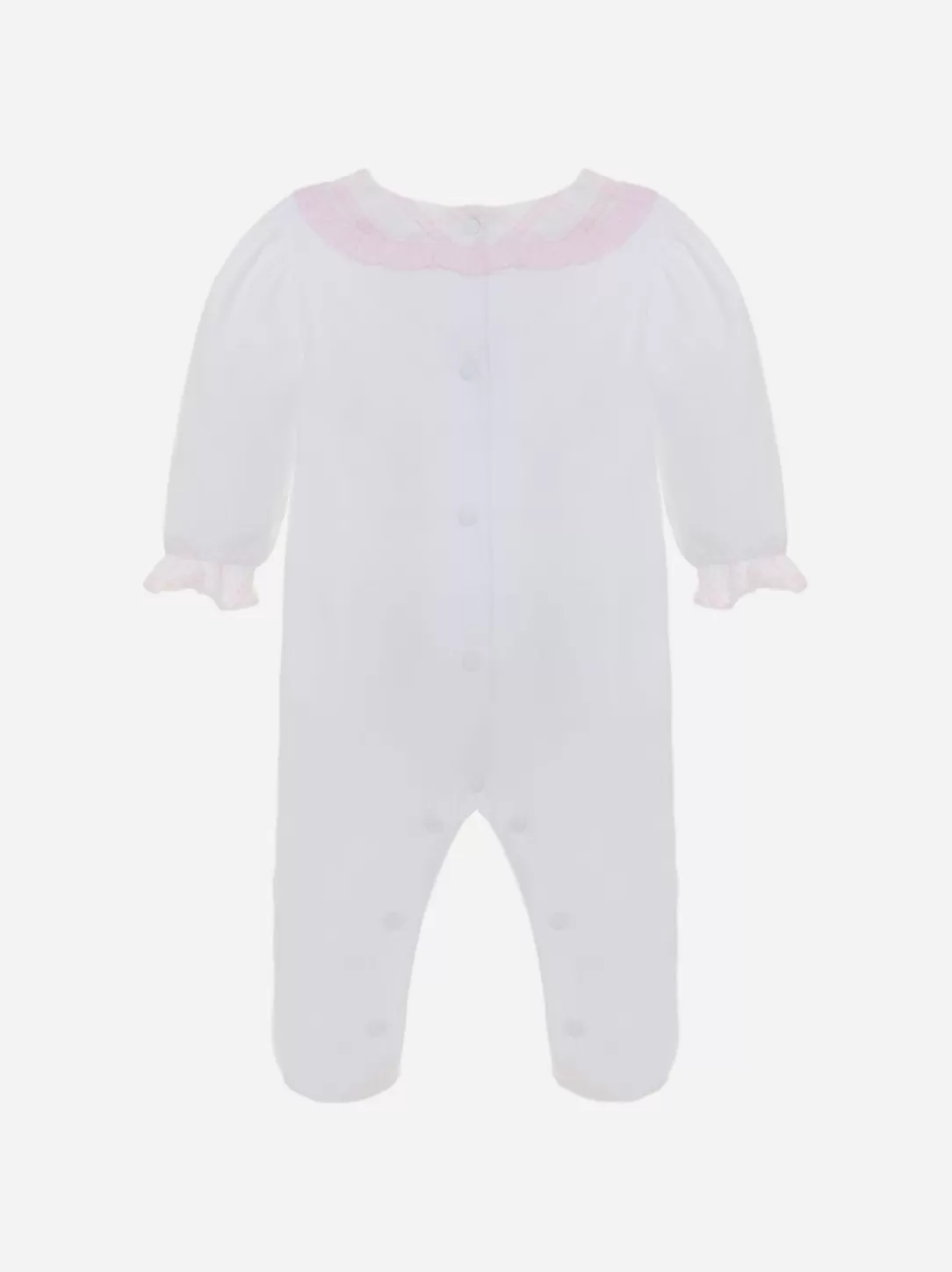 Baby Patachou White And Pink Babygrow With Checkered Details