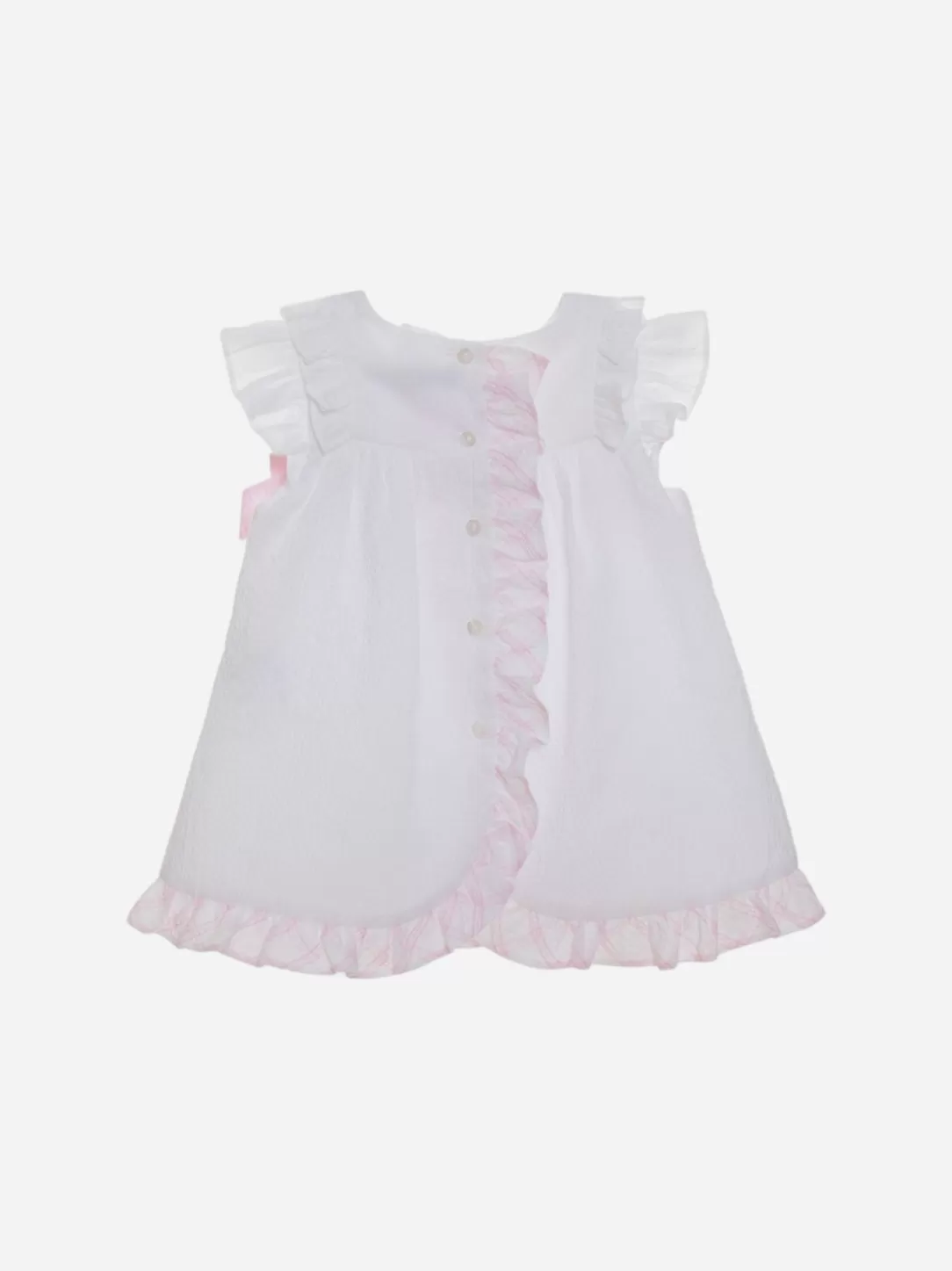 Baby Patachou White And Pink Dress With Plaid Details