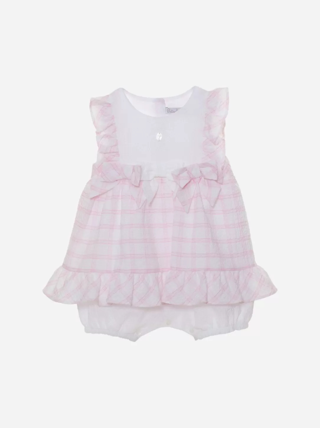 Baby Patachou White And Pink Jumpsuit With Bows