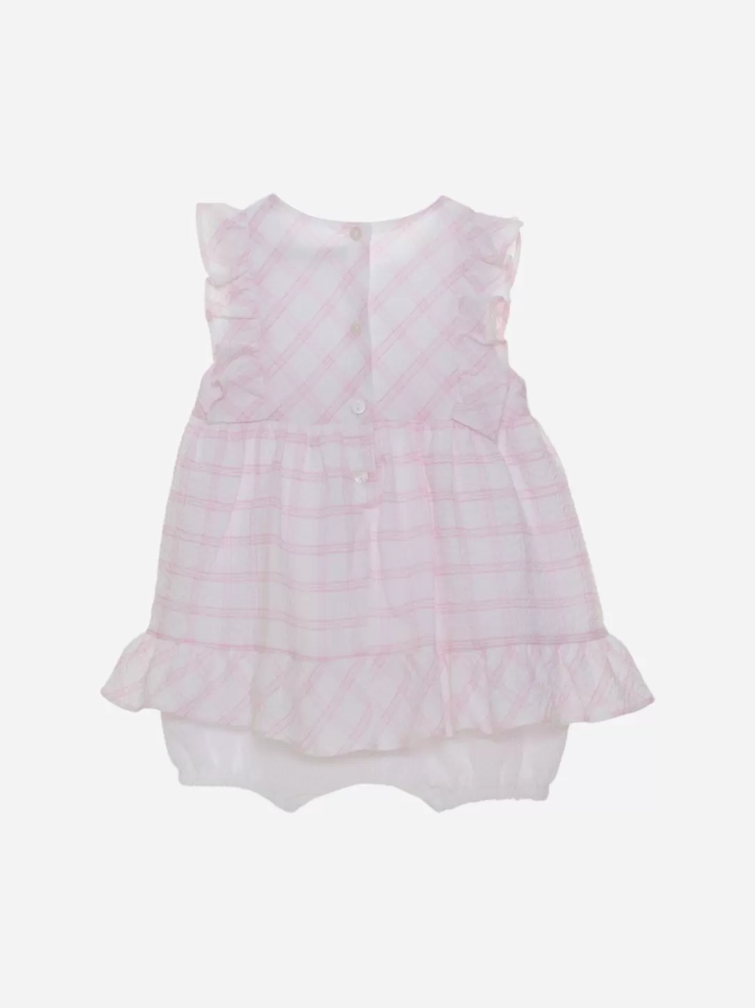 Baby Patachou White And Pink Jumpsuit With Bows