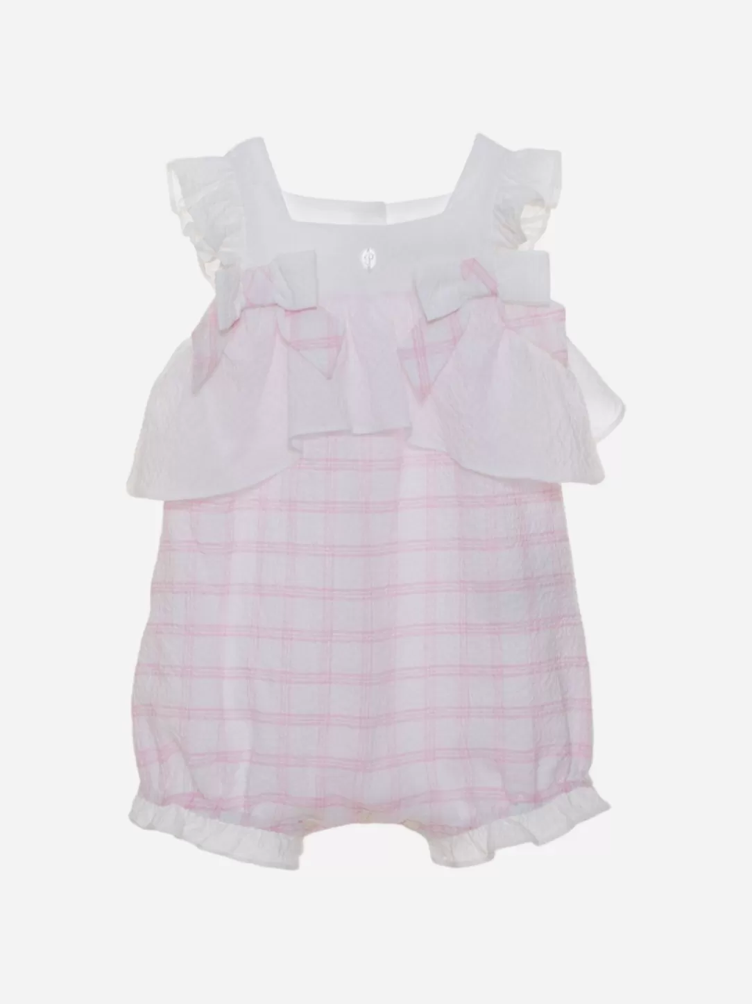 Baby Patachou White And Pink Jumpsuit With Plaid Pattern