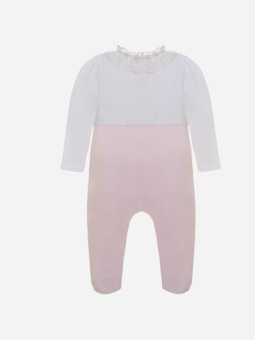 Baby Patachou White And Pink Long Sleeve Babygrow