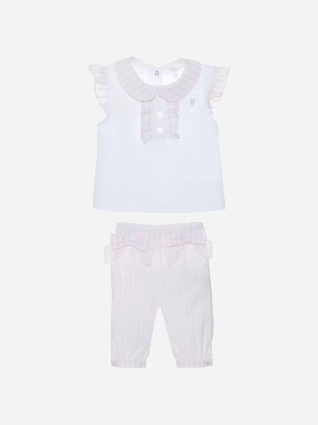 Baby Patachou White And Pink Stripes Set