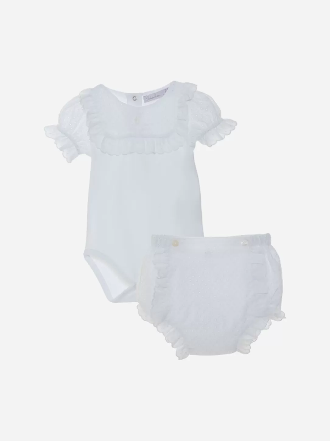 Baby Patachou White Baby Girl Set In Jersey