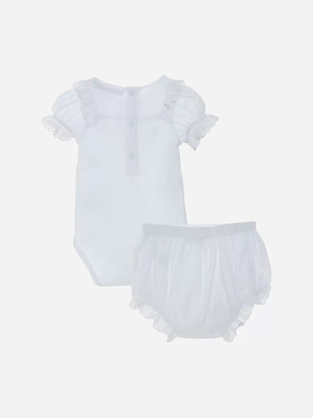 Baby Patachou White Baby Girl Set In Jersey