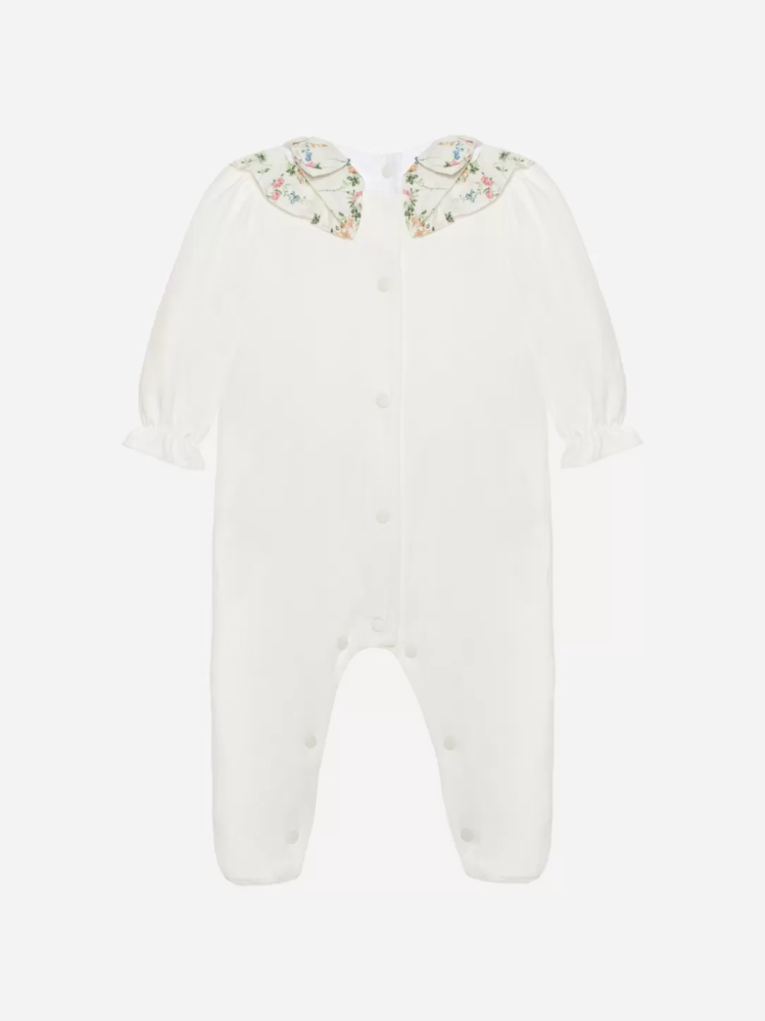 Baby Patachou White Babygrow With Liberty Botanical Print