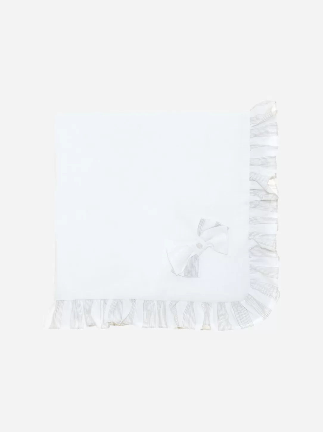 Baby Patachou White Cotton Blanket With Bow