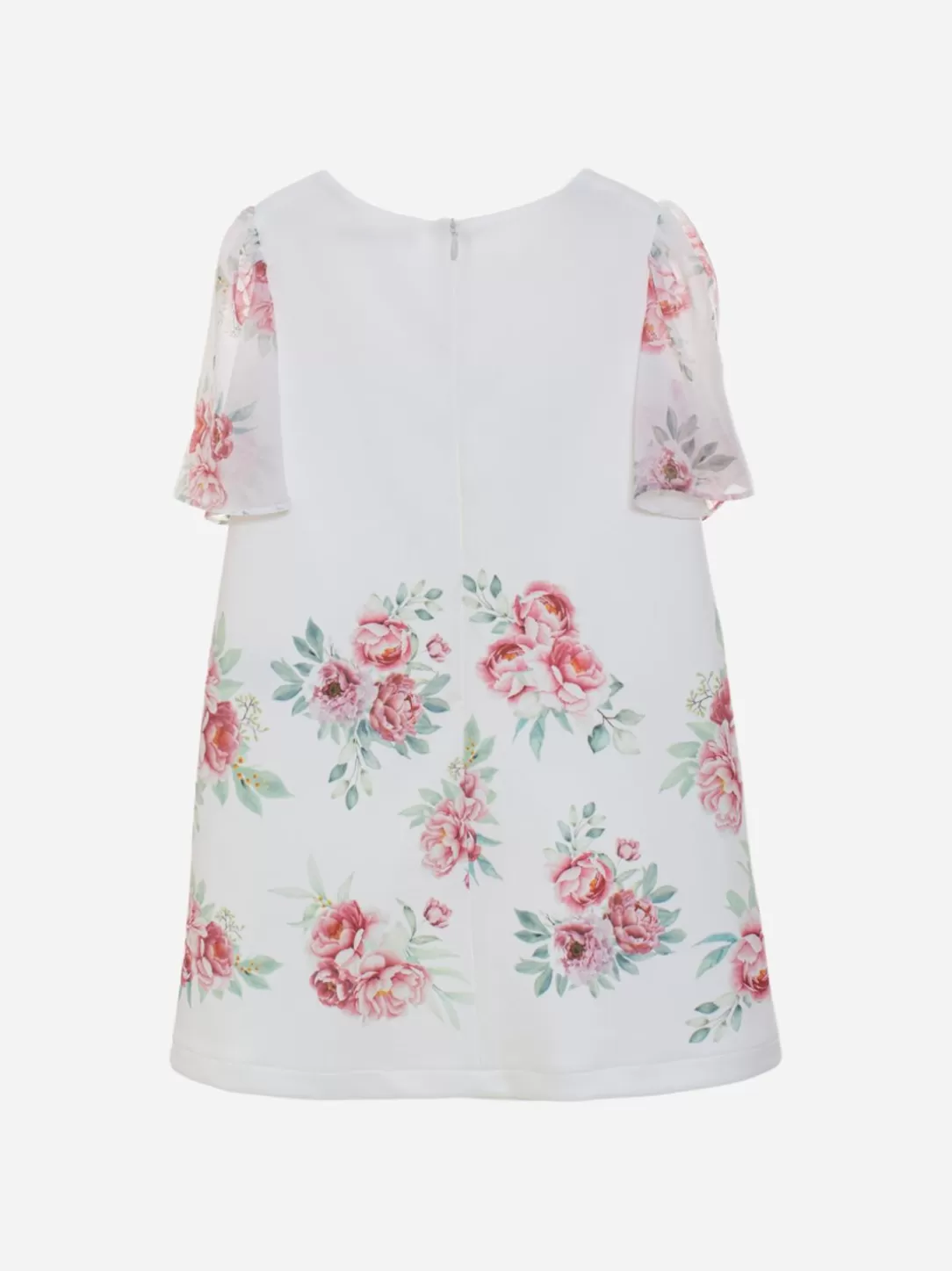 Girl Patachou White Dress With Rose Print