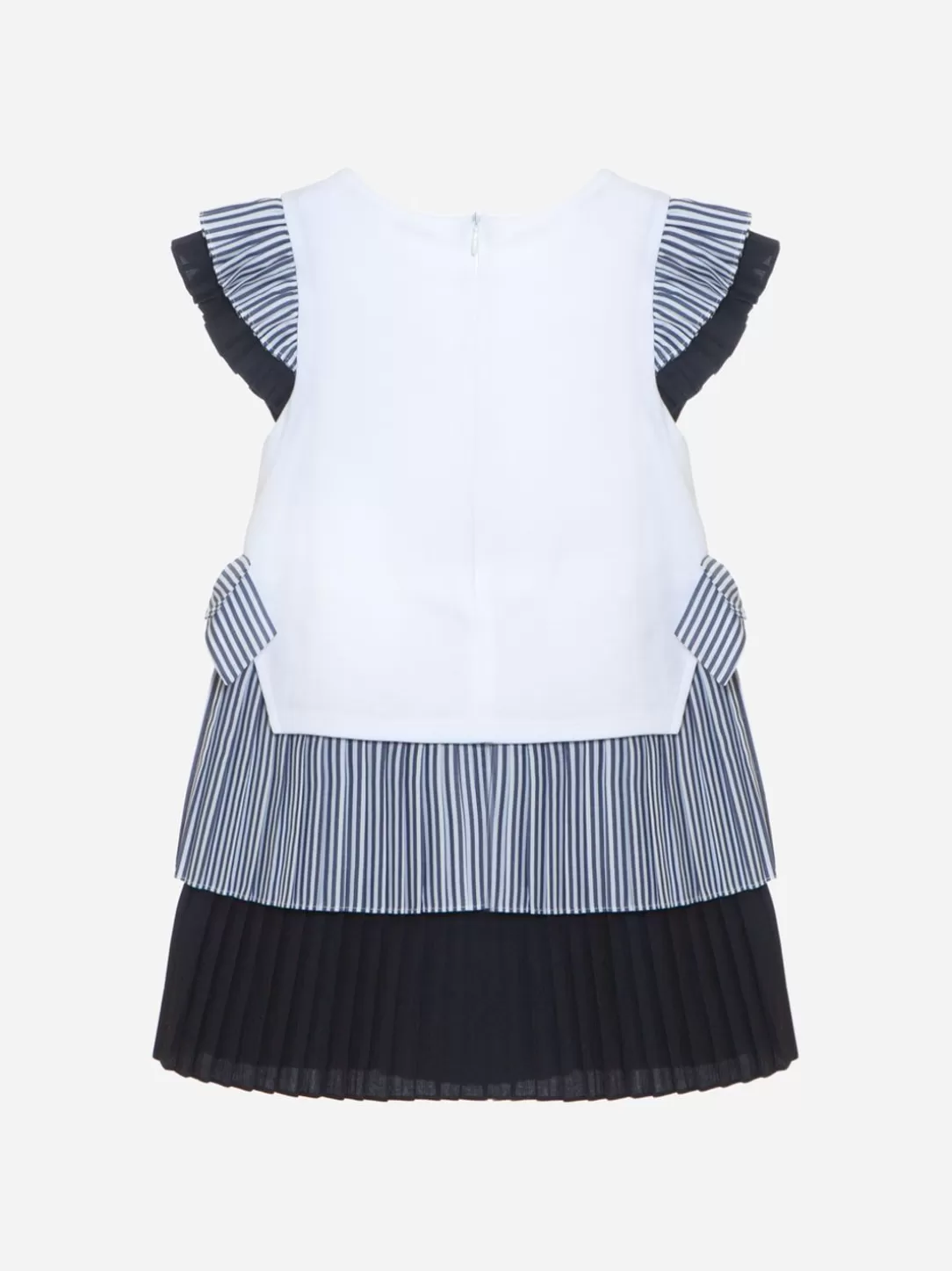 Girl Patachou White Dress With Striped Pattern