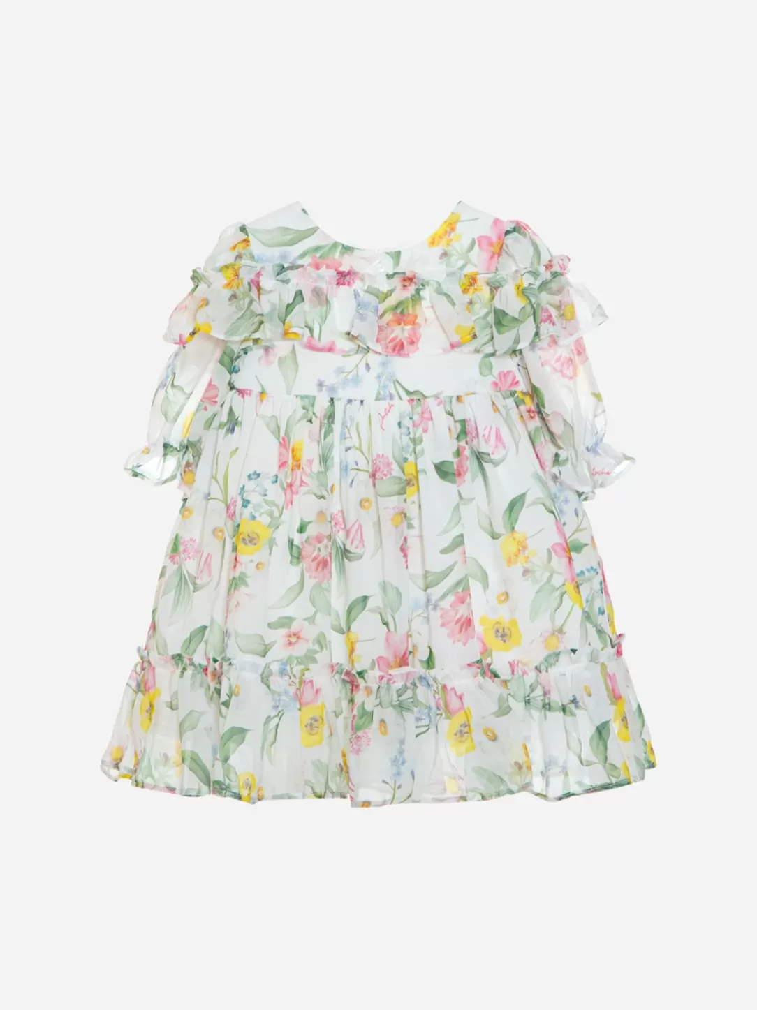 Baby Patachou White Floral Print Dress Made In Chiffon