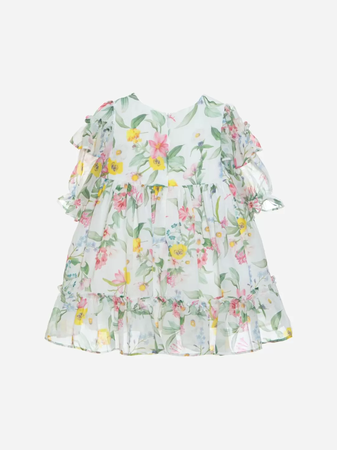 Baby Patachou White Floral Print Dress Made In Chiffon