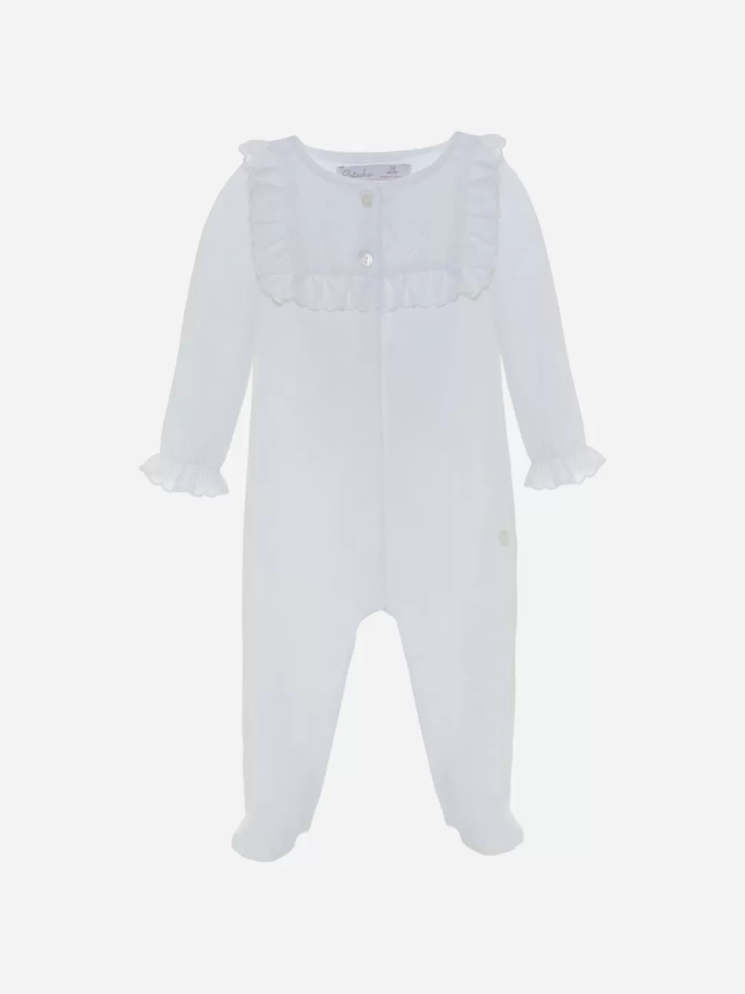 Baby Patachou White Frill Babygrow In Jersey