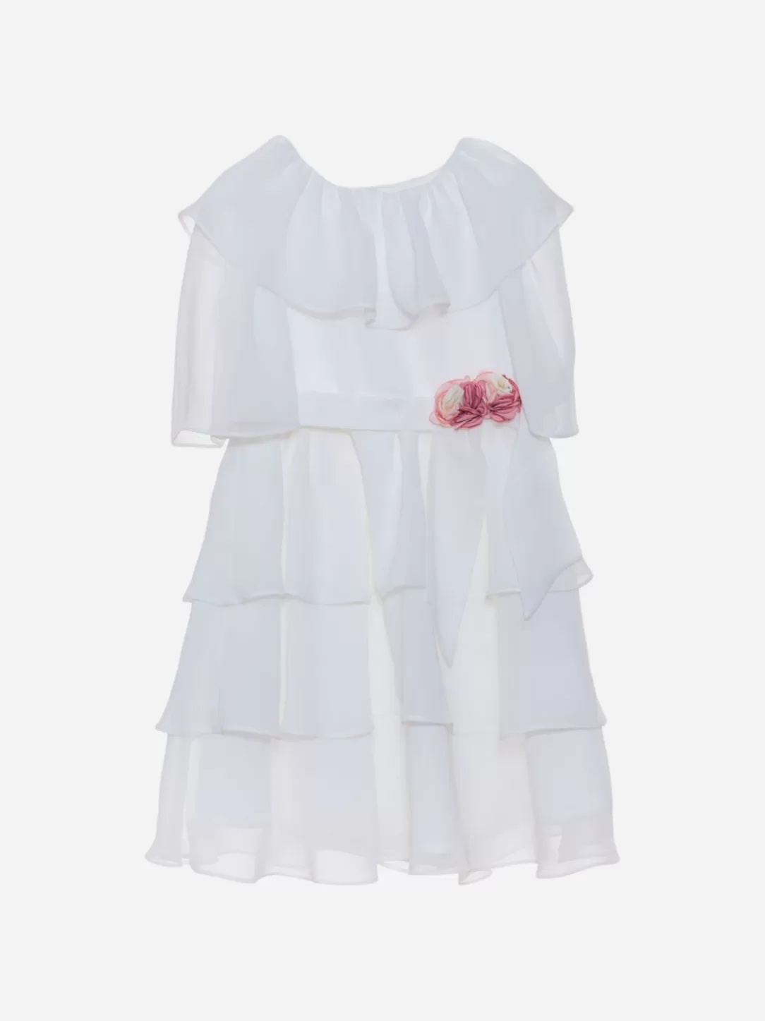 Girl Patachou White Girls Dress Decorated With Roses