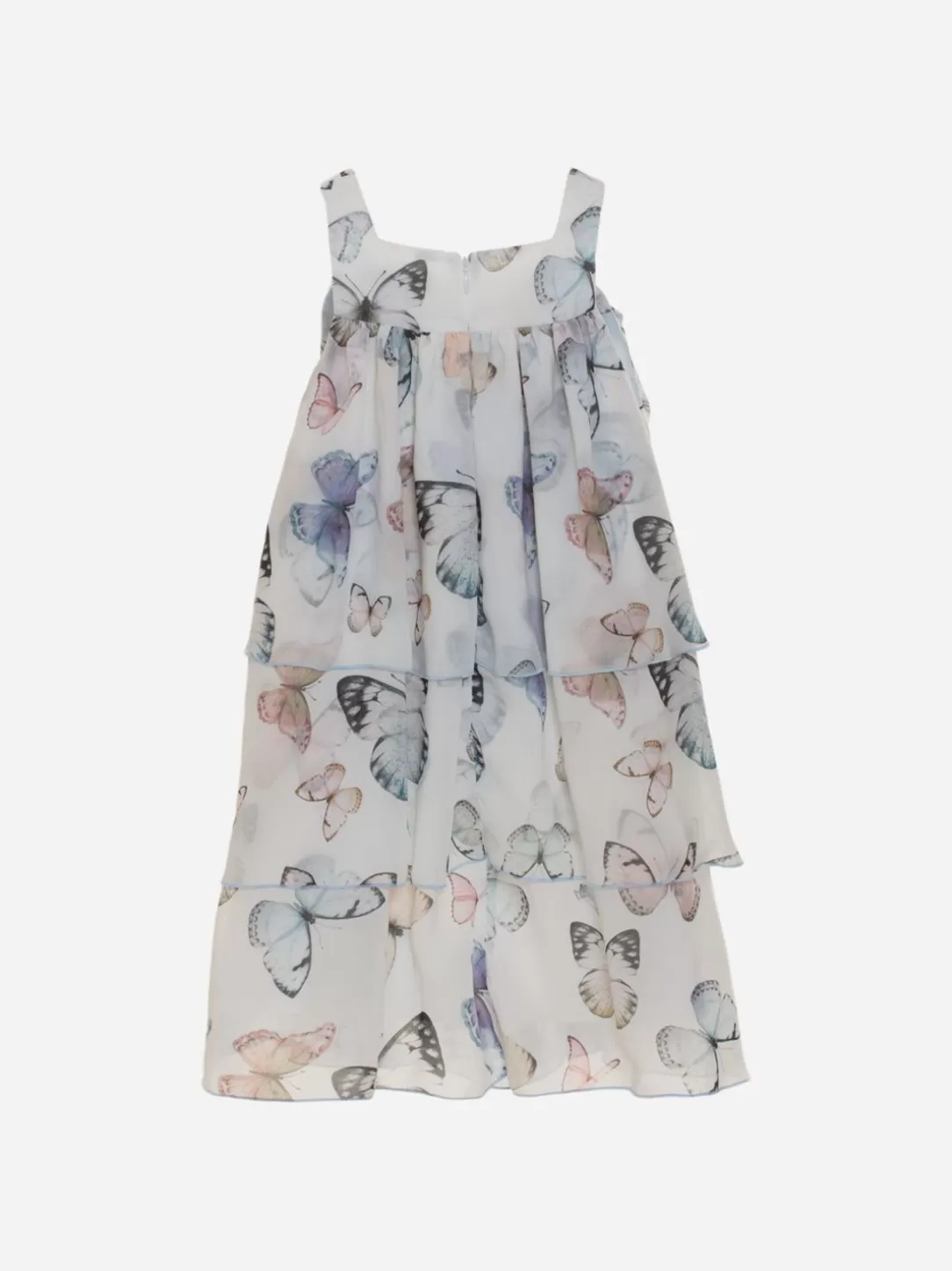 Girl Patachou White Girls Dress With Multicolor Butterfly Print