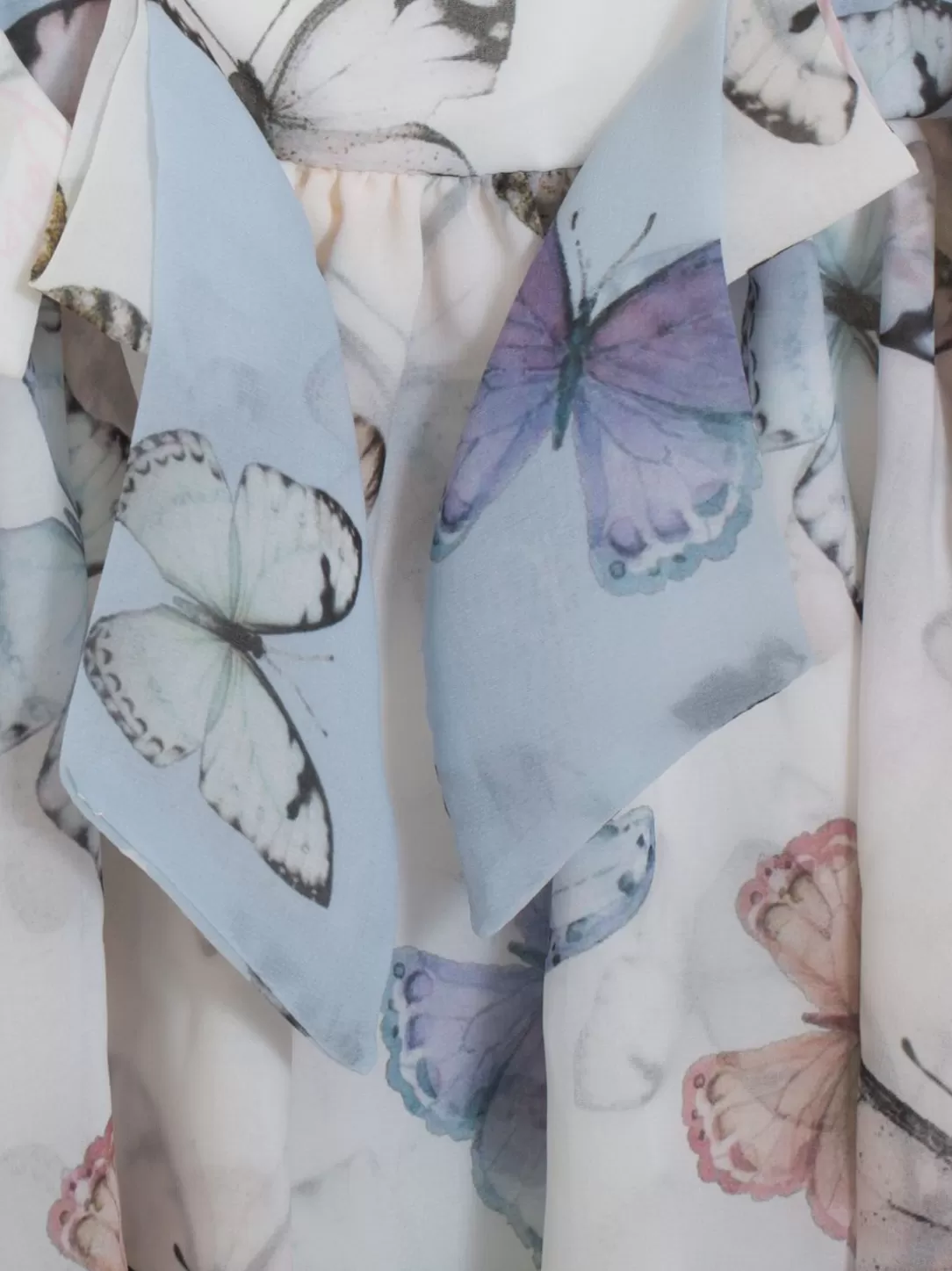 Girl Patachou White Girls Dress With Multicolor Butterfly Print