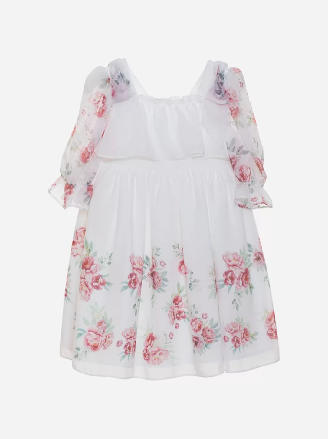 Girl Patachou White Girls Dress With Rose Print