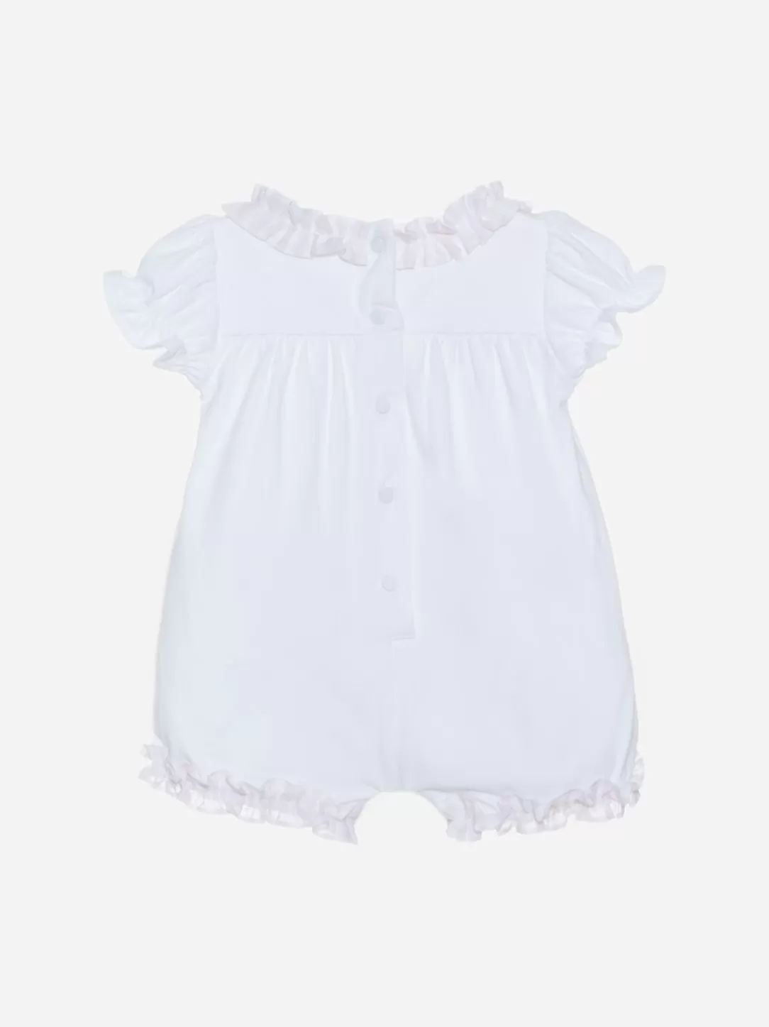 Baby Patachou White Jersey Romper With Pink Stripes