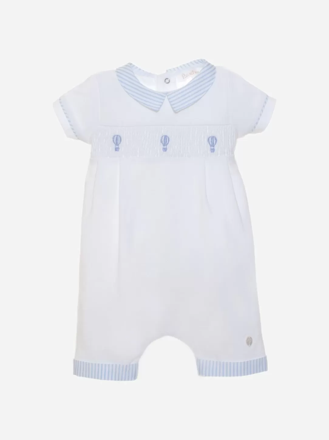 Baby Patachou White Jumpsuit With Hot Air Balloon Embroidery