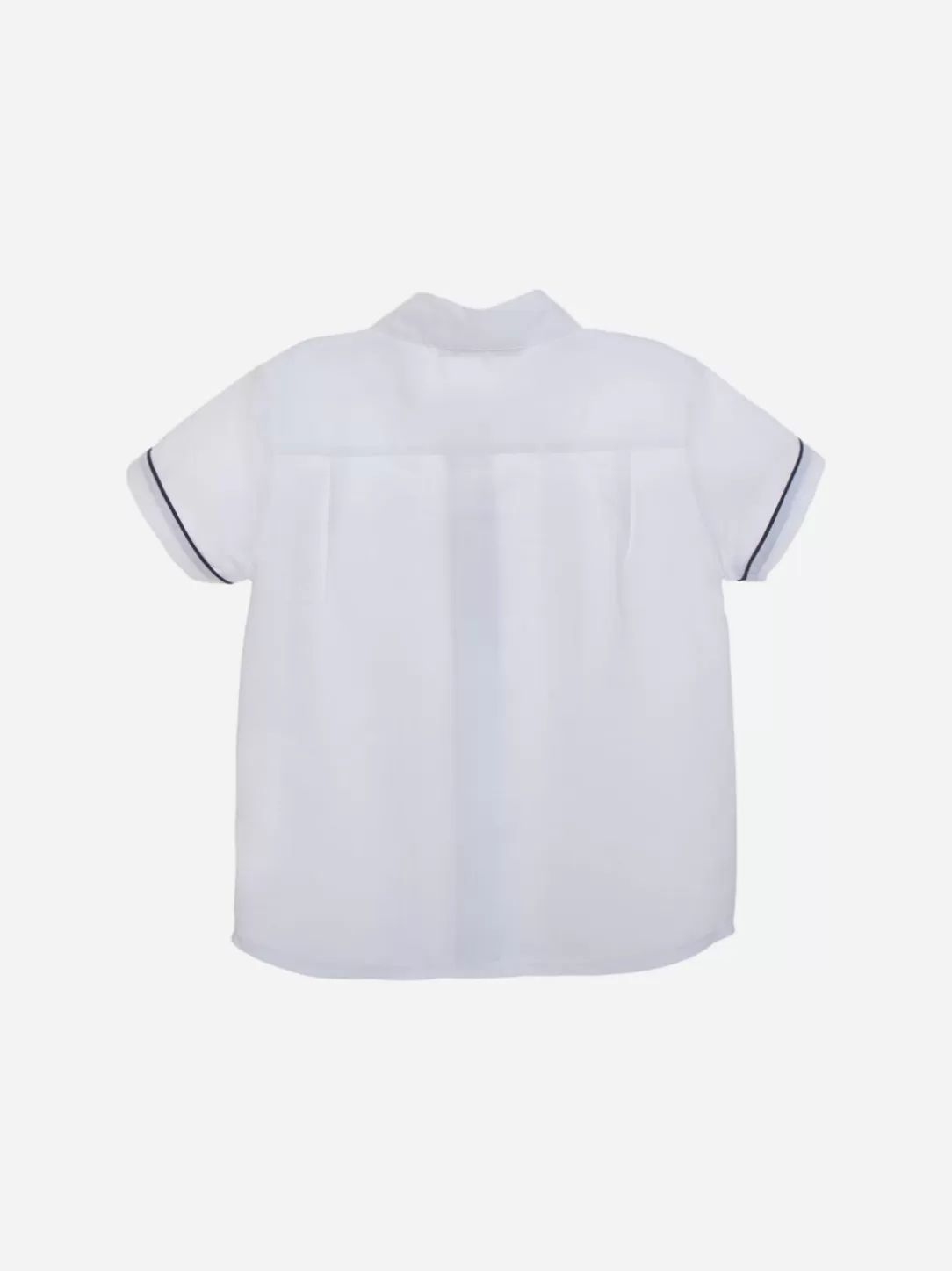 Baby Patachou White Linen Shirt With Navy Blue Accents